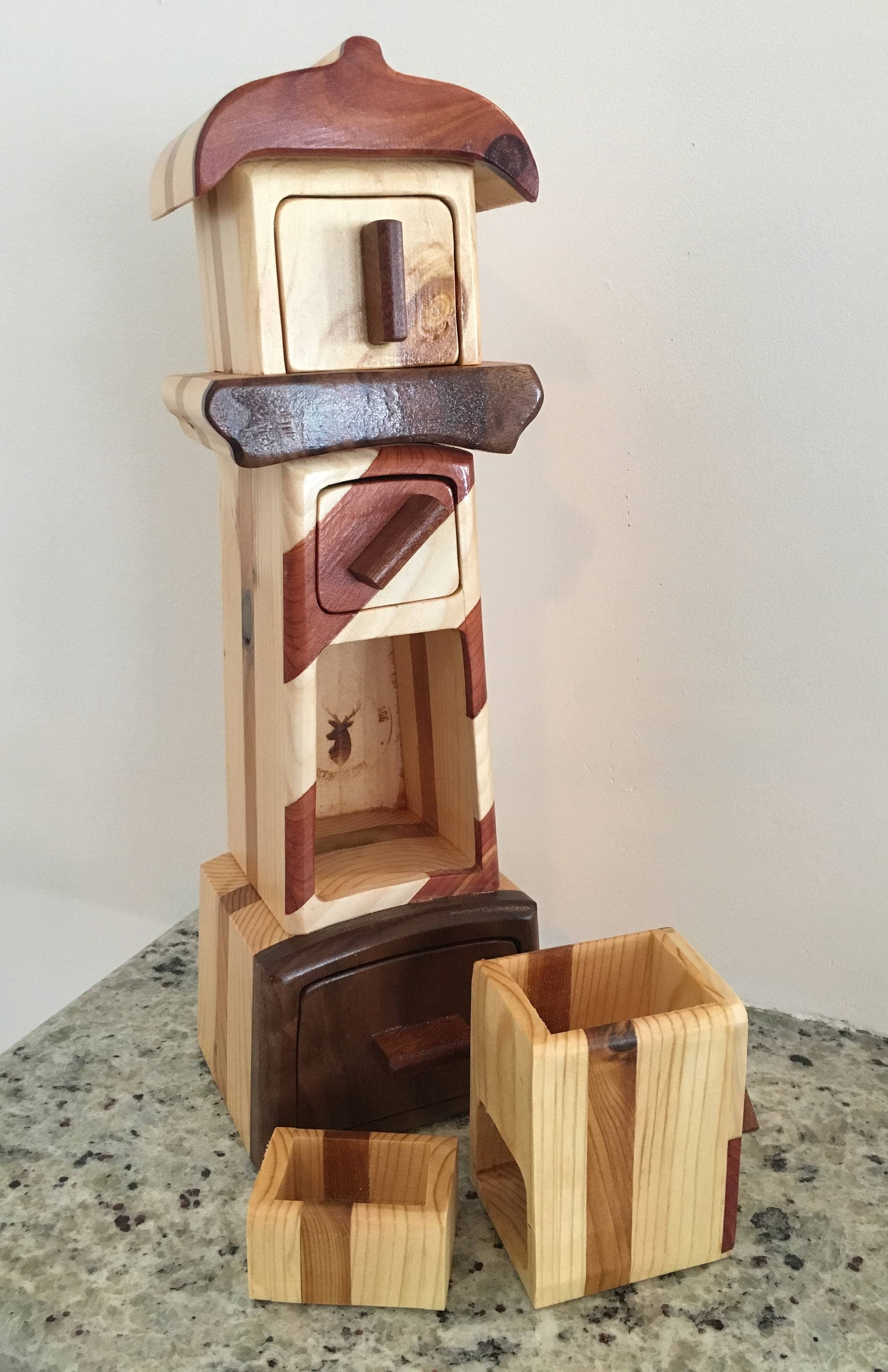 Wooden Box with Drawers Lighthouse Jewelry Box Handcrafted Etsy