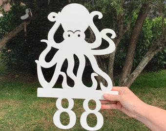 House Number Sign, Octopus, Address Plaque, Address Plaque, Address Sign, Personalized Sign, Housewarming Gift, Custom Sign, Outdoor Decor