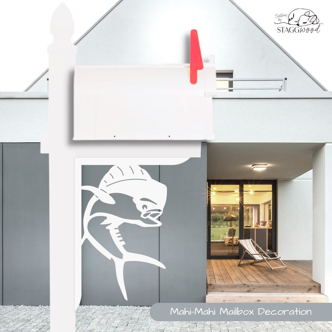 Mailbox Bracket Mahi Mahi Large 16x21 Inch, Custom Mailbox, Coastal, Tropical, Bracket, Outdoor