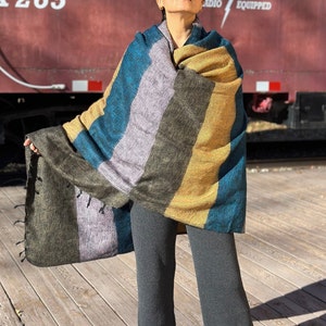 Himalayan yak wool shawl/wrap/scarf handmade in Nepal. Warm soft shawl/Meditation shawl/unique holiday gift. 82”X39”