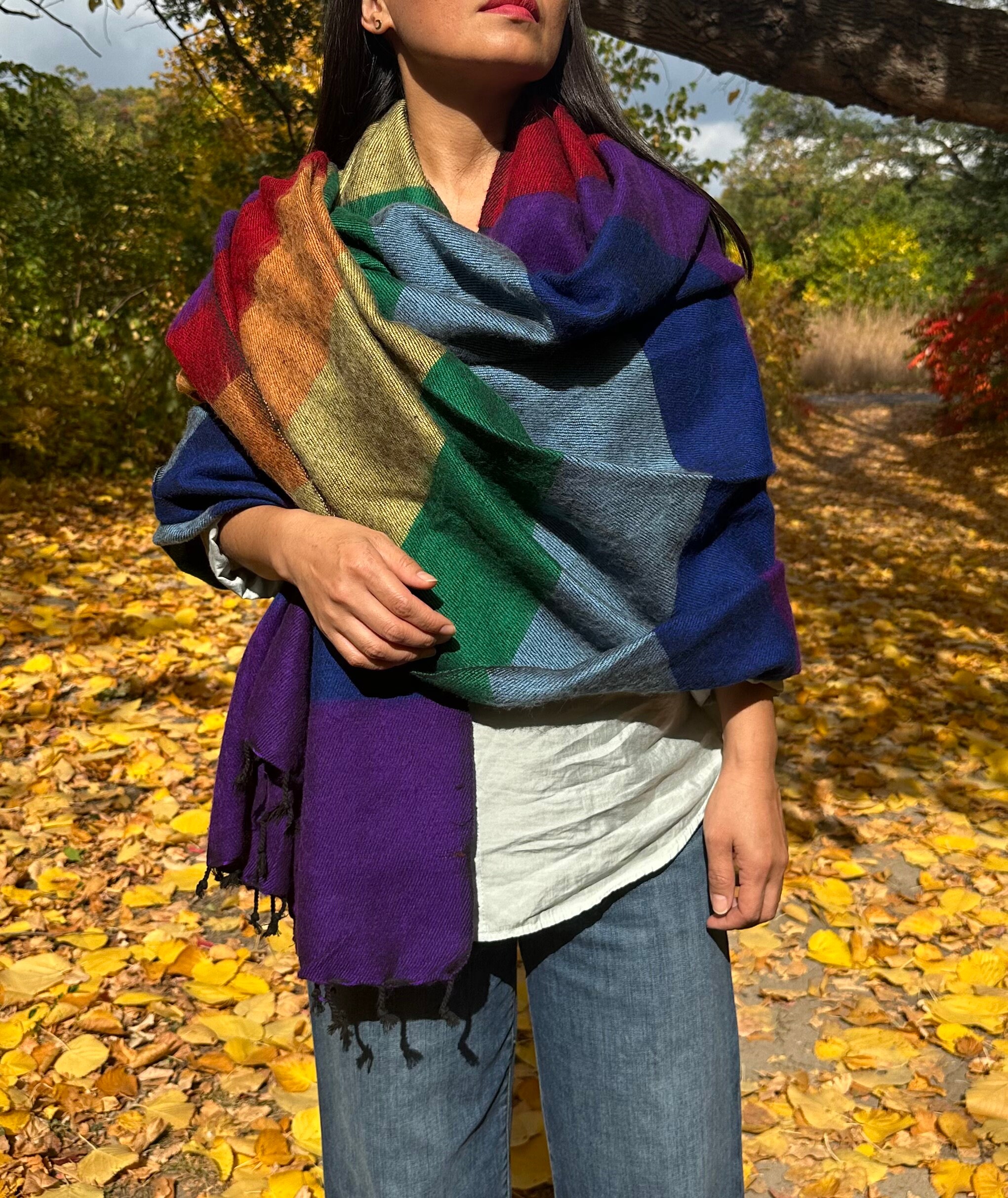 Herringbone Himalayan Cashmere-Wool Shawl (Medium) - The Amma Shop