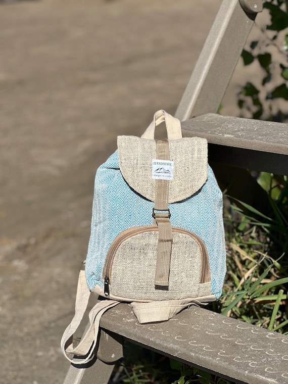 Hemp Cotton Mini Backpack: Handmade Boho Daypack - Etsy display picture 1