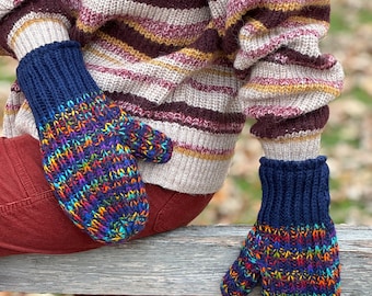 Himalayan sherpa wool hand knitted mitten, fleece lining, warm wool mitten, handmade in Nepal, 100% wool mitten.