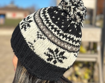 Hand-Knitted Sherpa Wool Hat: Fleece Lined, Made in Nepal