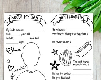 Vatertagskarte | Fill in the Blanks | Alles über Papa | Kids' Activity Page von Craft + Boogie