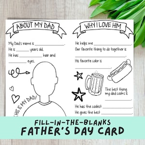 Father's Day Card | Fill in the Blanks | All About Dad | Kids' Activity Page from Craft + Boogie