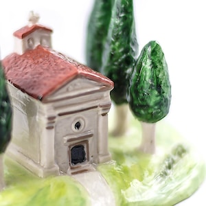 Capela Vitaleta/presente da Toscana/miniatura de igreja/lembrança de casamento toscana/paisagem Vitaleta/igreja interior de Siena/igreja rural/Toscana/