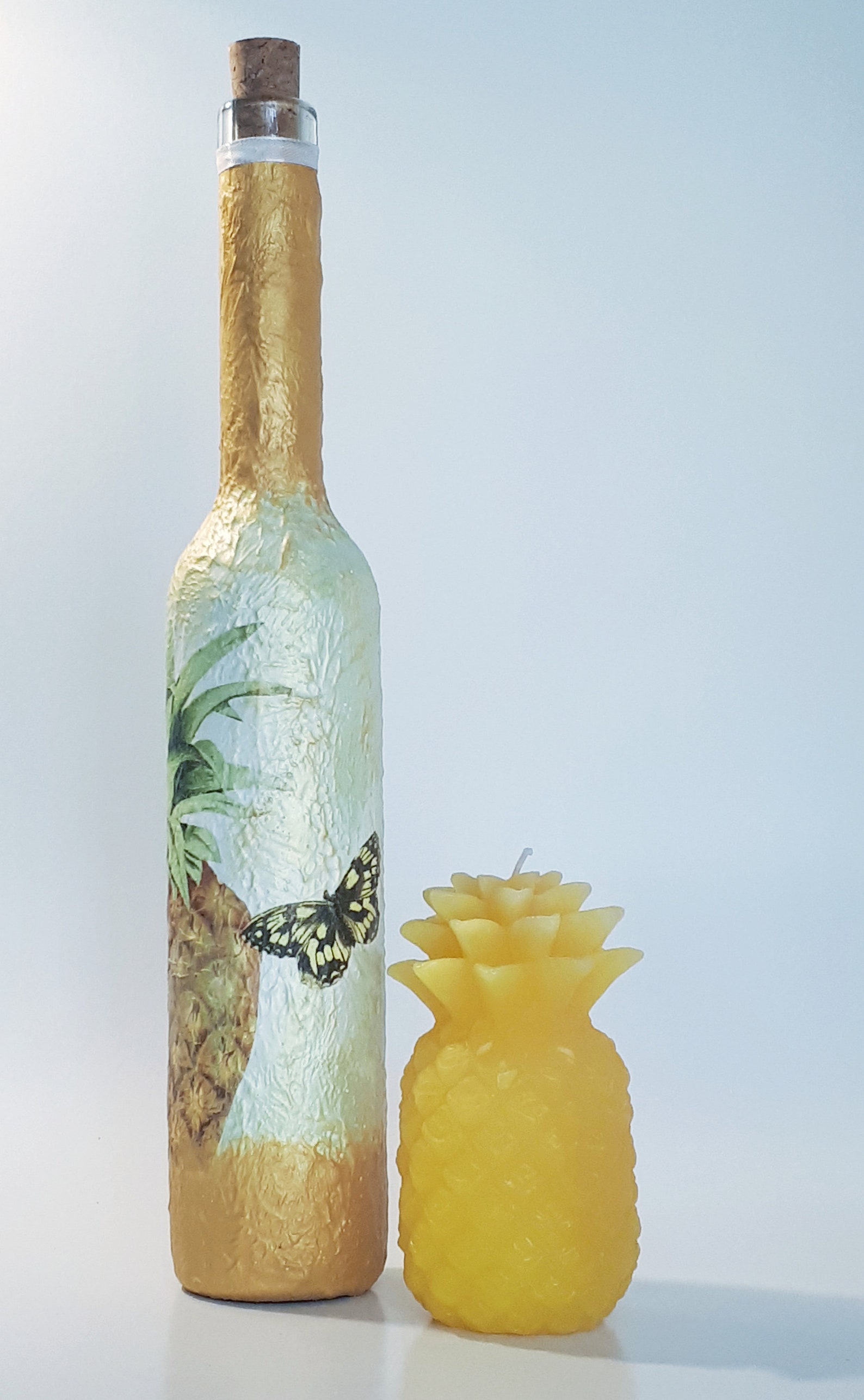 Pineapple decoupage wine bottle giftidea for pineapple fans Etsy