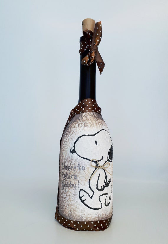 Snoopy Decor Lighting Bottle Garrafa Decoupage Upcycled Wine Etsy