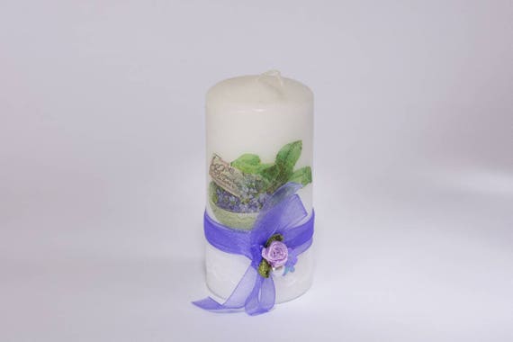 Candle scented Lavender Love Decoupage