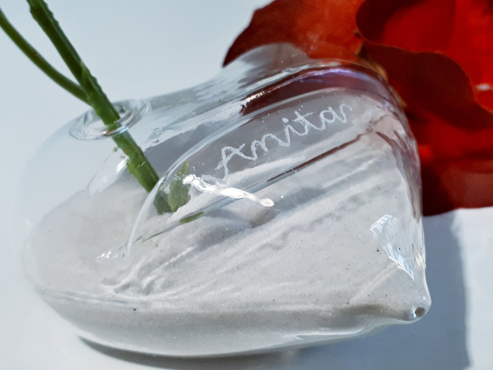 Tealight Candle Holder Name Calligrapy Etchwork Heart Glass Etsy