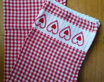 Miniature Kitchen Towels DOLLHOUSE 1:12 BLACK//White Gingham w//Pumpkin Applique