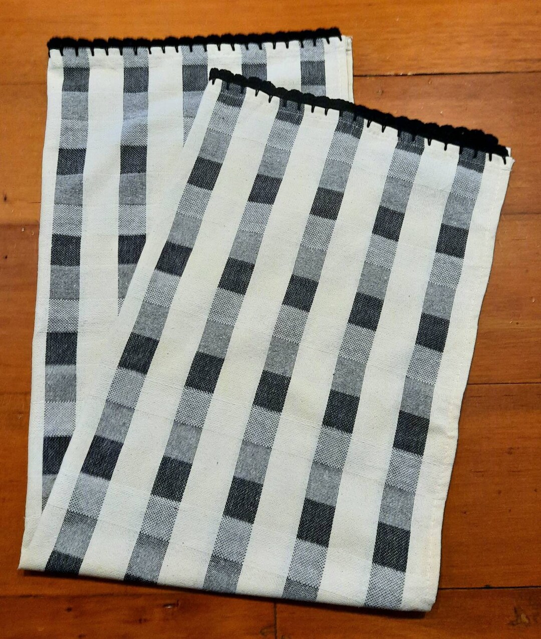 Tea Towel Large Gray Check Pattern - Etsy
