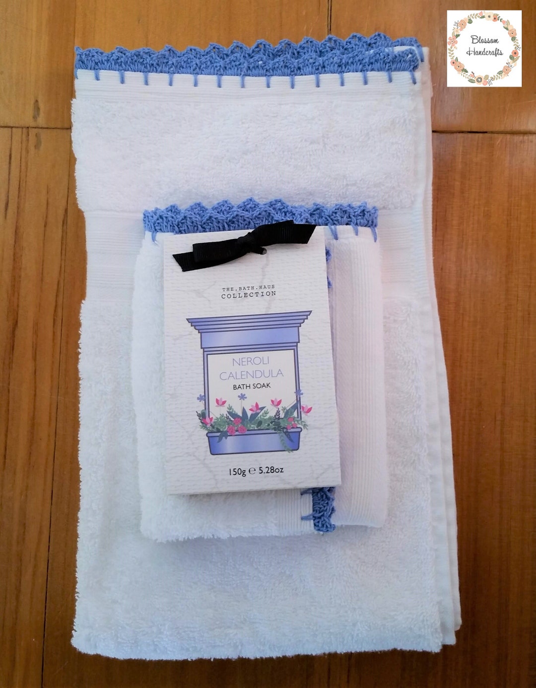 Hand Towel Washcloth and Soap Gift Pack Beautiful Blue Etsy