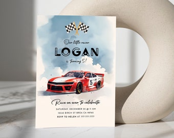 Race Car Birthday Party Invitation, Fast One, Two Fast, Need Four Speed, Kids Speed Racing Car Invite, Editable Template, INSTANT DOWNLOAD