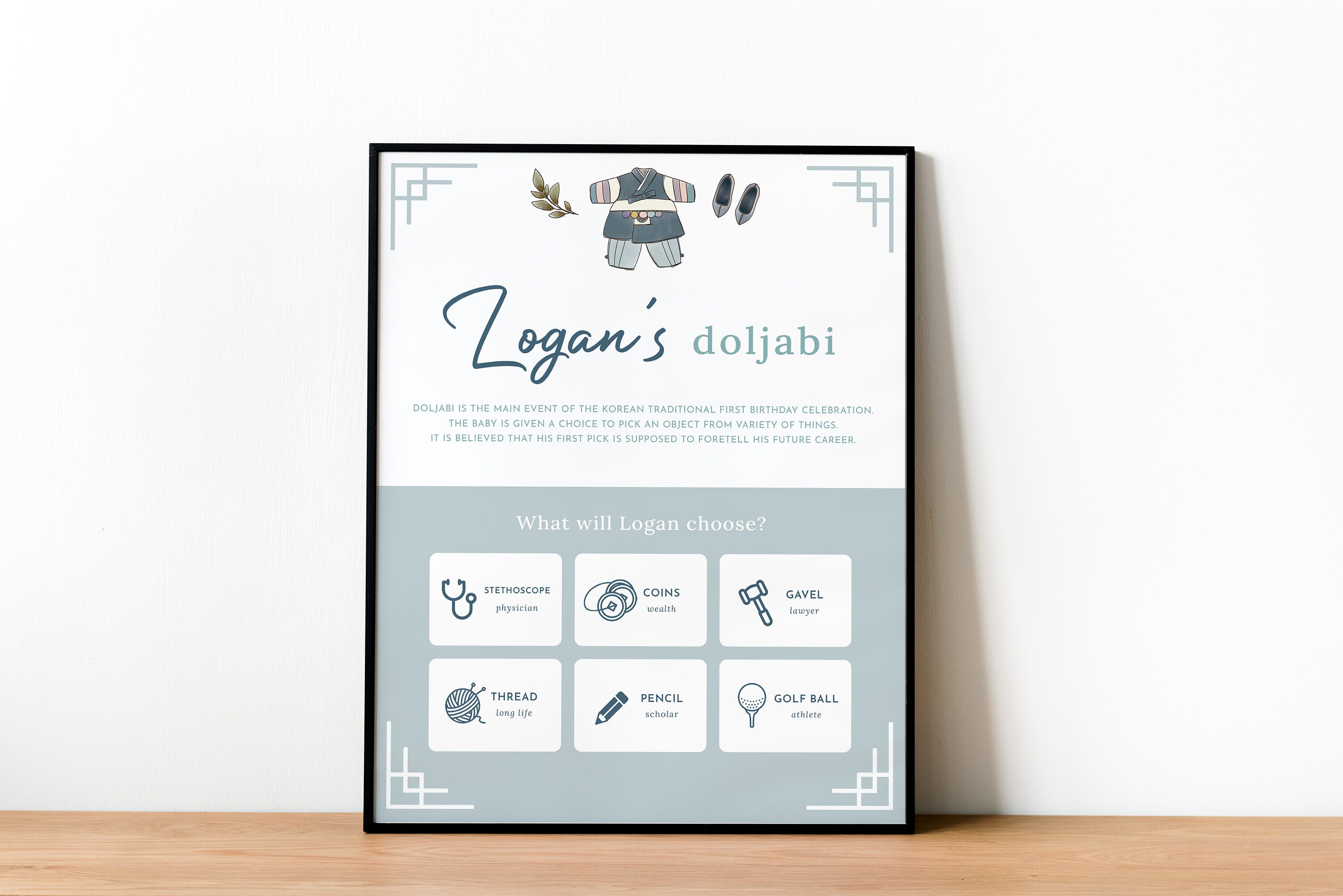 Doljabi Doljanchi Board Sign With Icons, Traditional Korean First ...