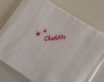Lange coton personnalisé avec prénom et étoiles brodées