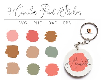 keychains svg designs | keychain svg file, round keychain svg, brush stroke svg Bundle, Paint Brush SVG, Circle Keychain SVG, Round Keychain