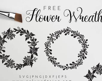FREE SVG & PNG Link | Flower Wreath Cut Files, svg, png, dxf, eps | Commercial Use | circuit, cameo silhouette | Floral Clipart
