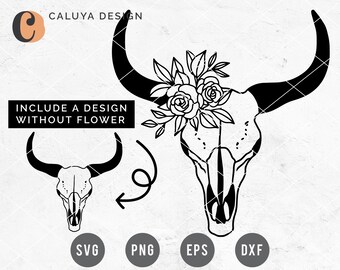 Download Free Floral Cow Skull Etsy SVG Cut Files