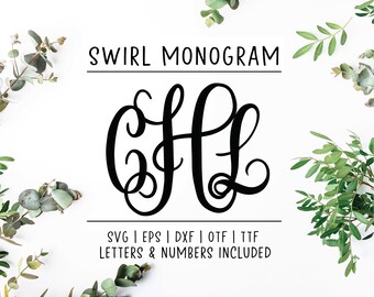 Vine Monogram Svg Etsy