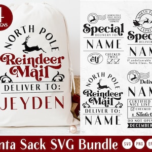 Vintage Weihnachten SANTA SACK SVG geschnitten Datei-Bundle für Cricut, Cameo Silhouette | Personalisieren Sie Ihre eigenen, North Pole Express svg, Santa Bag svg