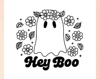Floral Ghost SVG | Sheet Ghost SVG | Cute Retro Ghost svg | Spooky Season svg | Hey Boo SVG | Floral Halloween svg | Spooky Ghost svg file