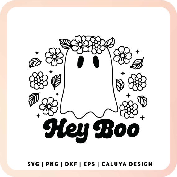 Floral Ghost SVG | Sheet Ghost SVG | Cute Retro Ghost svg | Spooky Season svg | Hey Boo SVG | Floral Halloween svg | Spooky Ghost svg file