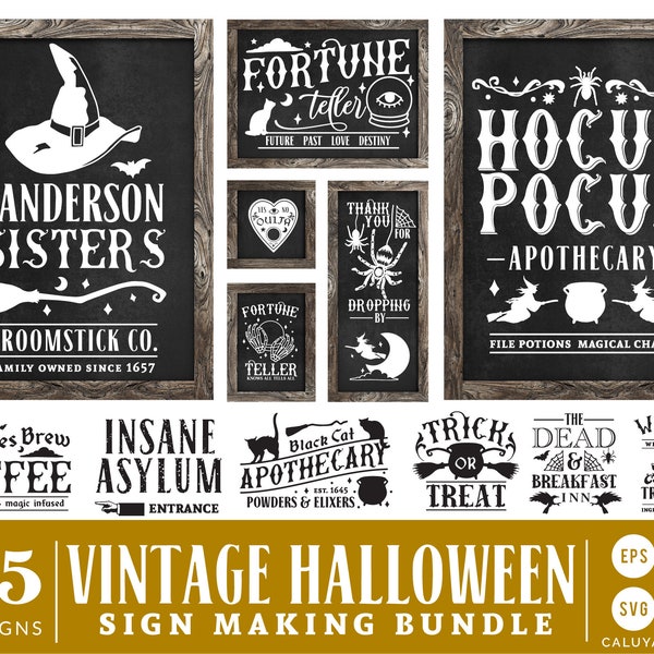 Halloween SVG Bundle | Vintage Halloween Sign SVG | Witches Brew SVG | Sanderson Sisters svg | Ouija Board svg | Halloween witch svg, Cricut