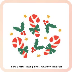 Candy Cane SVG | Mistletoe SVG | Cute Christmas SVG | Christmas Libbey Can Wrap svg | Candy Cane Digital Pattern | Cricut, Cameo Silhouette