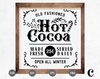 Vintage Christmas SVG | Christmas Sign SVG | Hot Cocoa Station SVG | Hot Chocolate Station svg | Hot Cocoa svg | Cricut, Cameo Silhouette