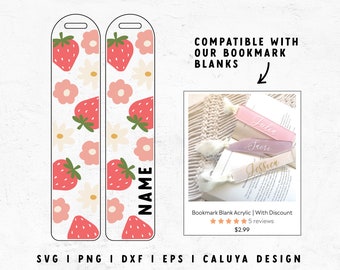 Bookmark SVG | Bookmark Template SVG | Cute Strawberry SVG | Cute Fruits svg | Retro Strawberry svg | Book Lover Cricut, Cameo Silhouette