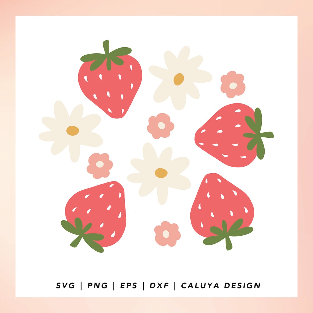 Kawaii Strawberry SVG Summer Fruits SVG Retro Strawberry Svg Retro