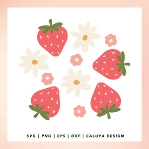 Kawaii Strawberry SVG | Summer Fruits SVG | Retro Strawberry svg | Retro Flower svg | Aesthetic svg | Kawaii  svg Cricut, Cameo Silhouette