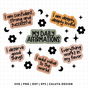 Affirmation SVG, Affirmation Quote SVG, positivity affirmation svg, affirmations cup wrap svg, daily affirmation svg,| woman affirmation svg