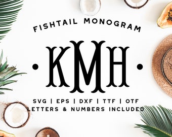 Fishtail Monogram SVG | Monogram Font SVG | Wedding Monogram SVG | Fishtail Font | Summer Monogram svg | Font For Cricut & Cameo Silhouette