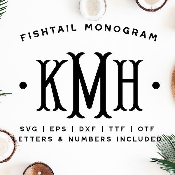 Fishtail Monogram SVG | Monogram Font SVG | Wedding Monogram SVG | Fishtail Font | Summer Monogram svg | Font For Cricut & Cameo Silhouette