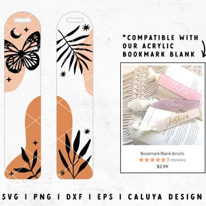 Bookmark SVG | Butterfly SVG | Botanical Bookmark SVG | Bookmark Template | Boho Element svg | Free svg for Cricut, Cameo Silhouette