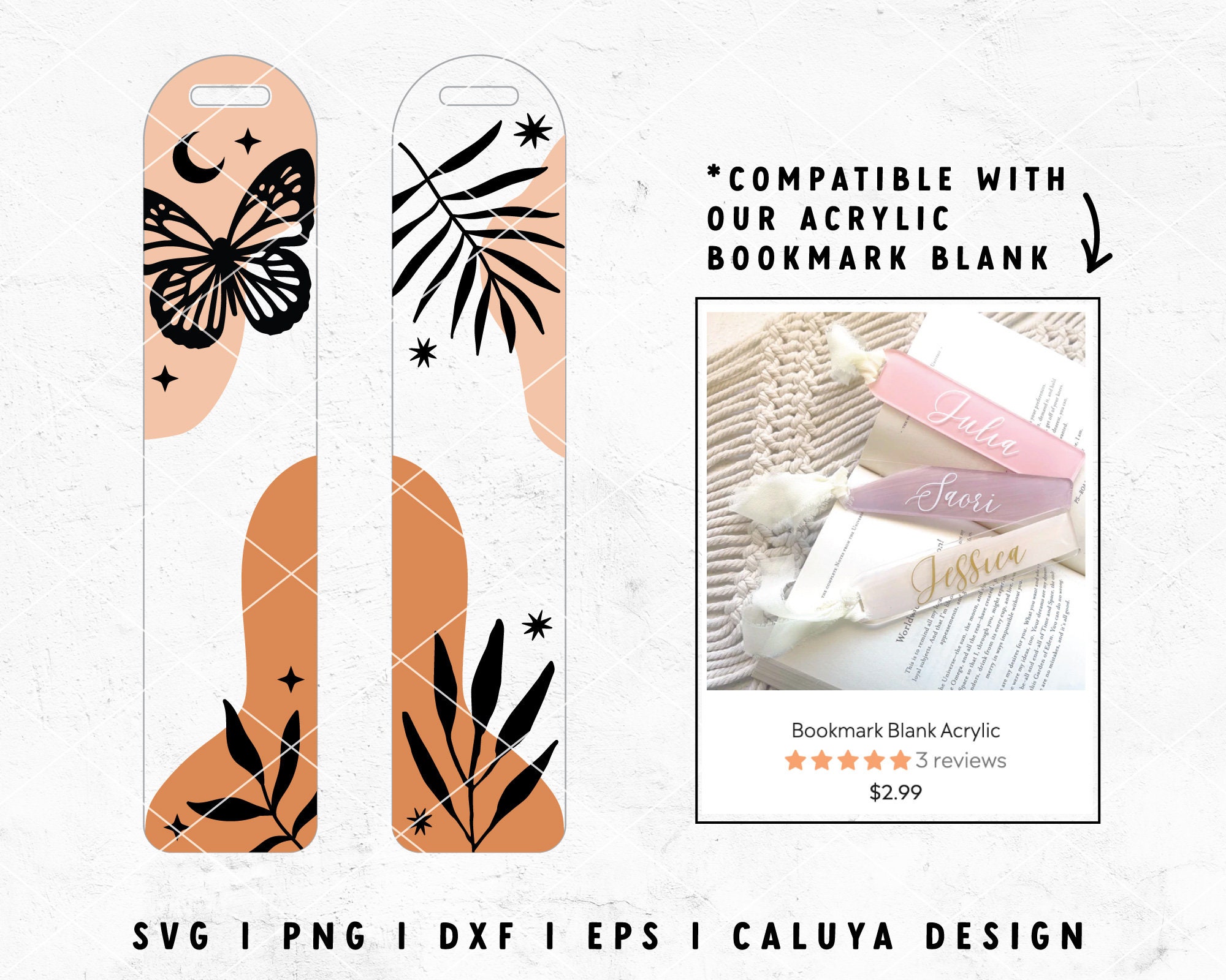 Watercolor Butterfly Printable Bookmarks Sublimation Bundle - So Fontsy