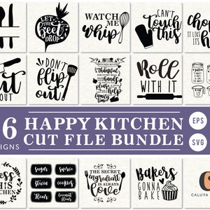 Kitchen Quote & Label SVG Cut File Bundle | Kitchen Conversion Chart Cutting File, Printable | Kitchen Sig, pot holder making SVG Bundle