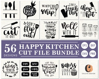 Kitchen Quote & Label SVG Cut File Bundle | Kitchen Conversion Chart Cutting File, Printable | Kitchen Sig, pot holder making SVG Bundle