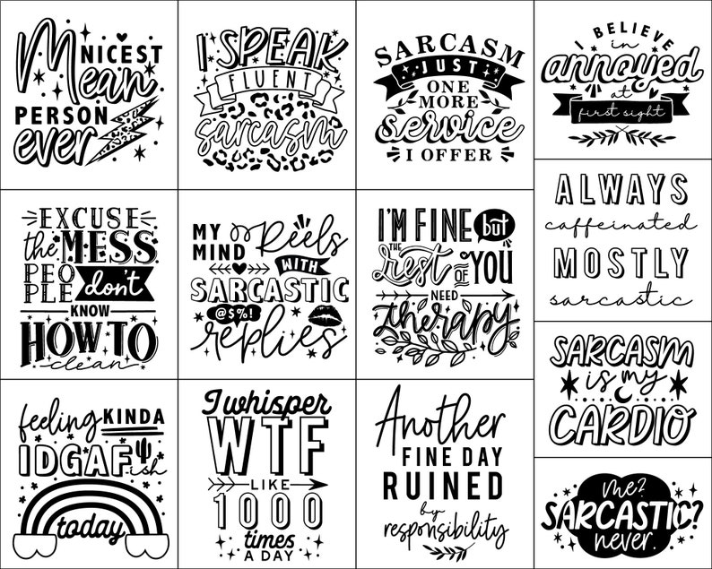 Download Sarcastic Quote SVG Cut File Bundle for Cricut Cameo | Etsy