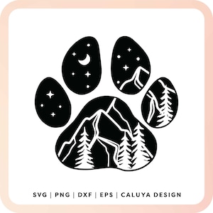 Paw Print SVG | Dog Mom SVG | Mountain SVG | Camping svg | Fur Mom svg | Dog Mama svg | Camping with Dog svg Cricut, Cameo Silhouette