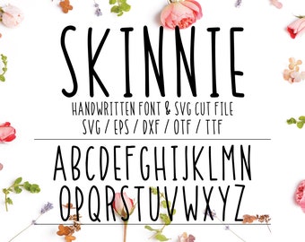 Handwritten Skinny Font SVG Cut File for Circuit, Cameo Silhouette, Graphic Design, Calligraphy | Handwritten Alphabet SVG Cut File
