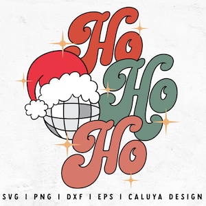 Ho Ho Ho SVG | Retro Christmas SVG | Mirror Ball SVG | Santa Hat svg | Christmas Libbey Can Wrap svg | Glass Can Cricut, Cameo Silhouette