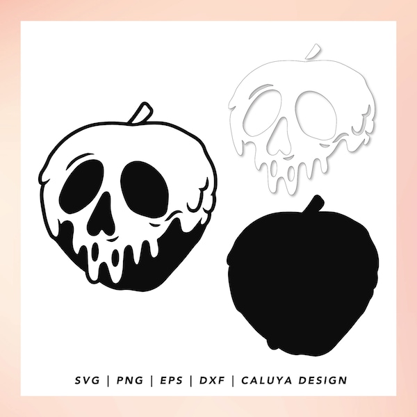 Poisoned Apple SVG | Cute Halloween SVG | Spooky Season SVG | Snow White svg | Apple Skull svg | Candy Skull svg Cricut, Cameo Silhouette