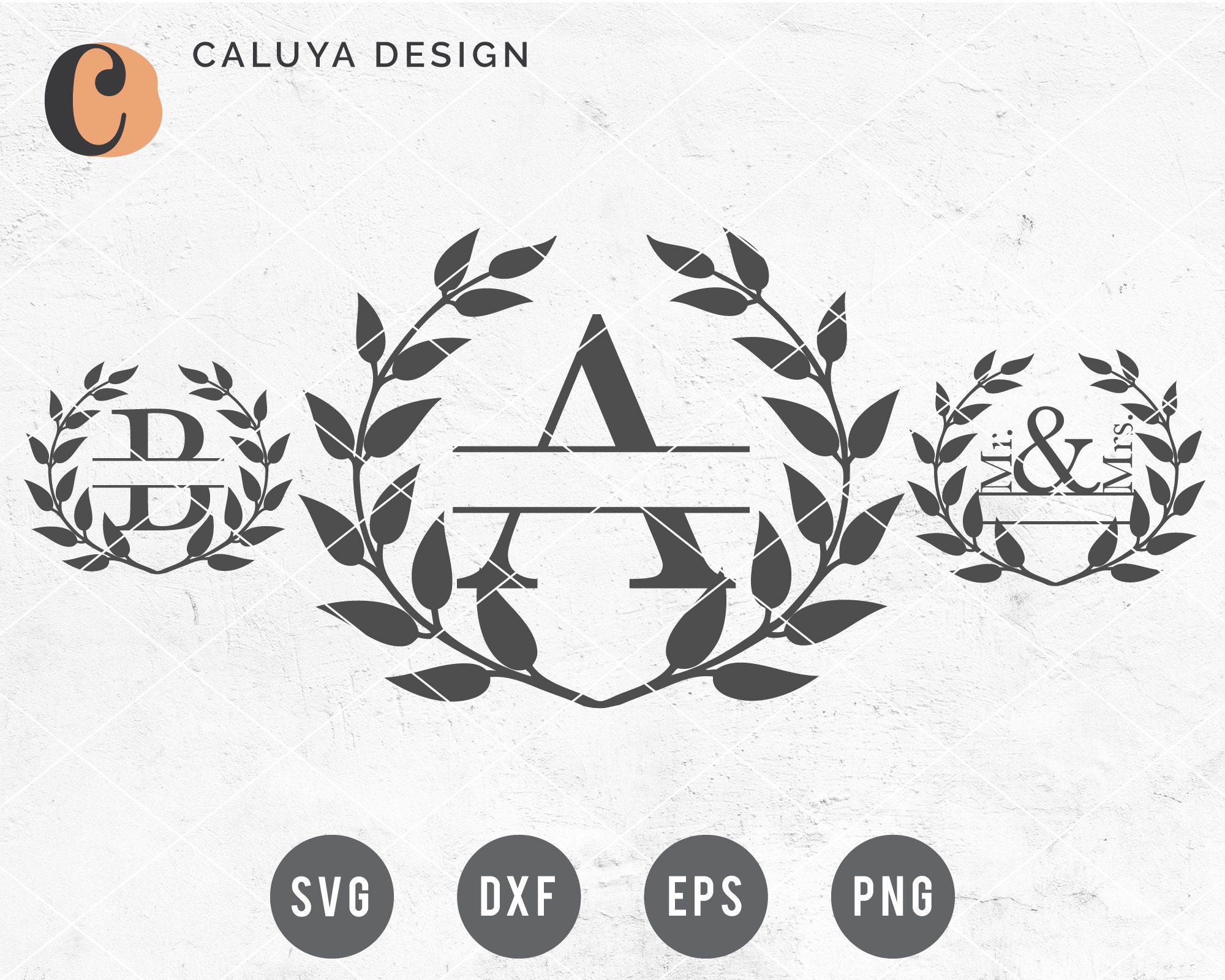 Free Floral Split Monogram SVG - CALUYA DESIGN