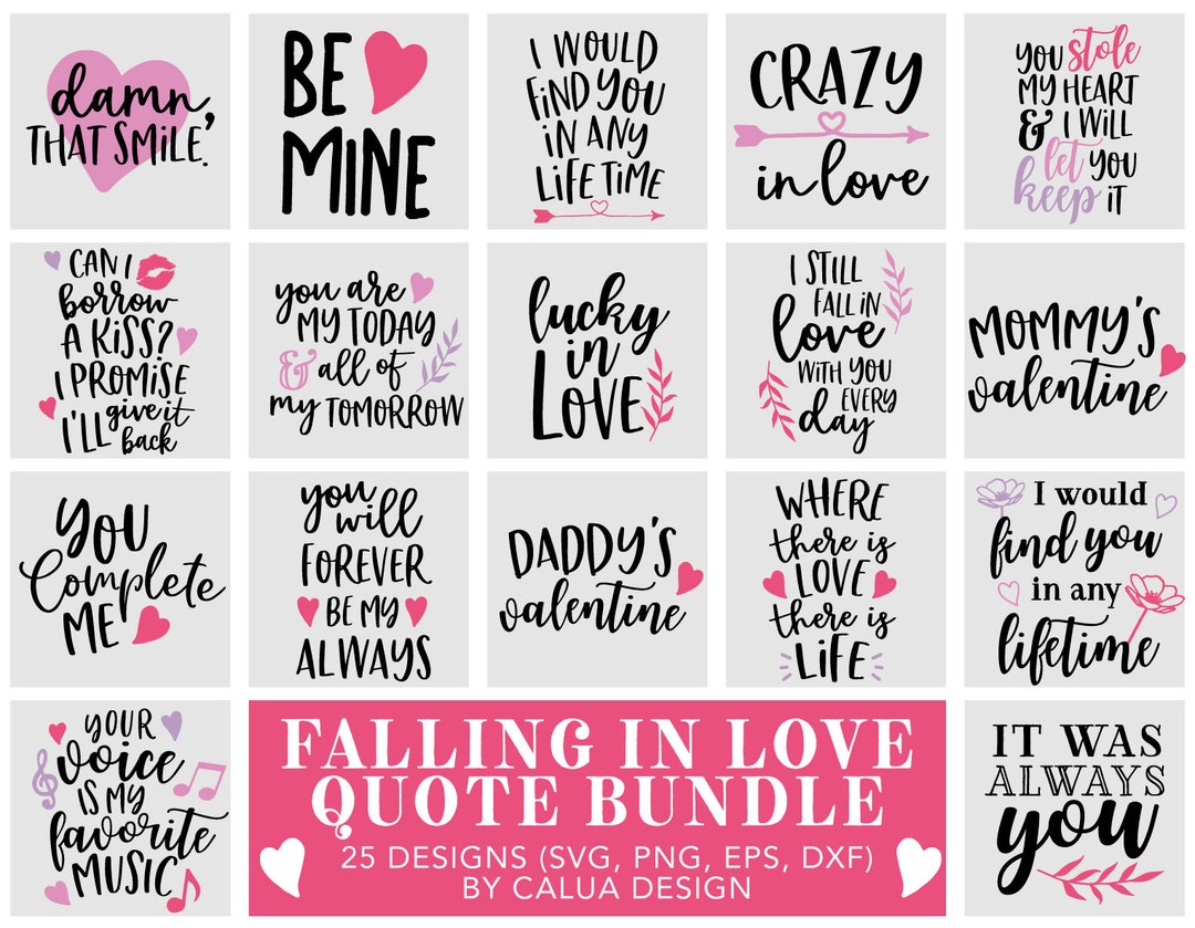 Valentine's Day Romantic Quotes SVG Cut File Bundle | Heart & Love ...