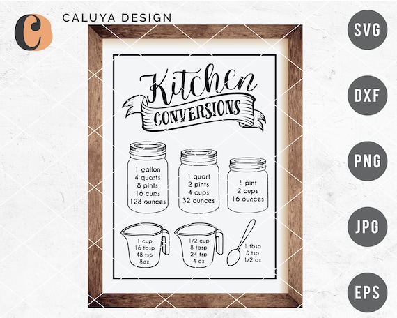 Kitchen Conversion Svg Cut File For Cricut Cameo Silhouette Etsy