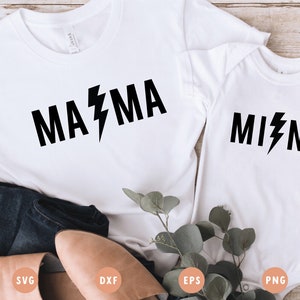 Aesthetic Mommy and Me SVG | Thunderbolt SVG | Mama and Mini SVG | Mothers Day svg | Gift for daughter svg | Cricut, Cameo Silhouette